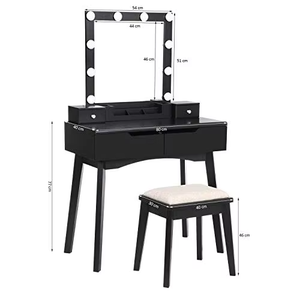 Bàn trang điểm penteadeira với 10 Bóng Đèn LED Dimmable gương và phân 4 ngăn kéo và 1 lưu trữ di động Tổ chức - Product Image 6