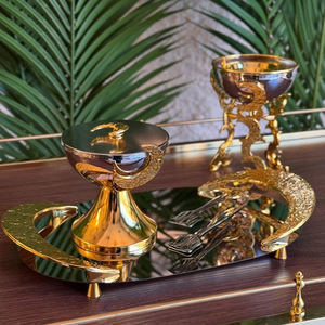 Exclusivo Quemador de Incienso Árabe Clásico, Olla Artesanal con Detalles Metálicos, Quemador de Incienso Chapado en Oro, Porta Incienso Árabe - Product Image 1