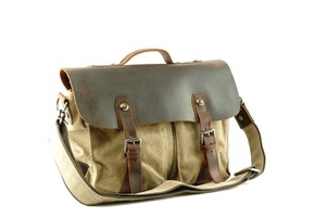 Bolso de hombro tipo bandolera de cuero de vaca de lona con estilo clásico de gran capacidad para hombres de negocios, bolsos de mensajero para ordenador portátil - Product Image 5