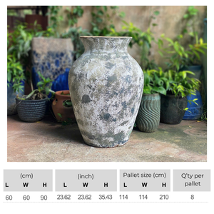 Gran maceta de cerámica hecha a mano con superficie antigua desgastada Maceta rústica al aire libre Fábrica OEM ODM Venta al por mayor para Villa y jardines - Product Image 2