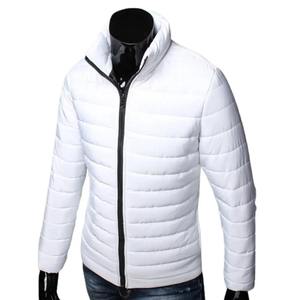 Abrigo de plumón con cierre de cremallera para hombre, Otoño Invierno 2021, Color sólido, cuello levantado, bolsillos, chaqueta acolchada, prendas de vestir exteriores, Top - Product Image 4