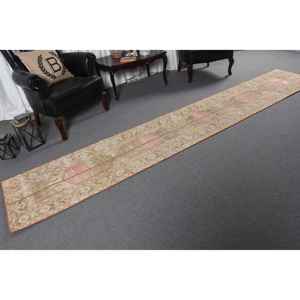 Alfombra Turca de 2.1x12.8 pies (64x390 cm), Alfombra Vintage Marrón con Diseño de Camuflaje - Product Image 3