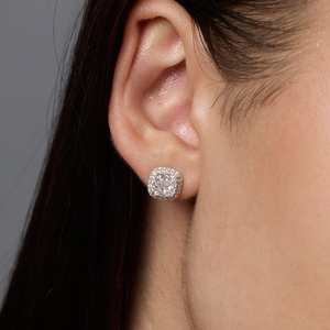 Boucles d'oreilles clous géométriques en forme de diamant, plaqué or rose 14 carats, style tendance - Product Image 3