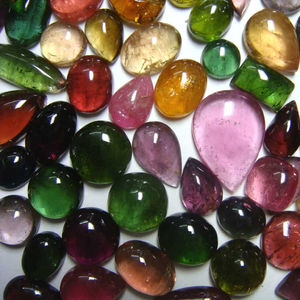 Multi Tourmaline Poire Ovale Ronde Cabochon Forme Dos Plat Colorée Taille Libre Pierre Gemme de Qualité Supérieure Pierre Tourmaline Naturelle - Product Image 2