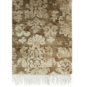 พรมขนสัตว์ผสมไหมทอมือลายดอกไม้สีเบจ-น้ำตาลสไตล์คลาสสิกทรงสี่เหลี่ยมผืนผ้าสำหรับบ้าน ห้องนอน ทางเดิน รุ่น SKRT-813 - Product Image 4