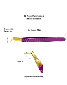 Pince à épiler en acier inoxydable violet pour extension de cils Volume Lash Set d'instruments de beauté manucure - Product Image 4