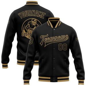 Vente en gros dans l'industrie directe de bombardier décontracté pour l'hiver noir violet-blanc veste Letterman Varsity à snap intégral - Product Image 5