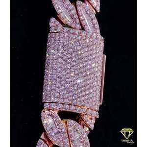 Cadena de eslabones cubana cultivada en laboratorio de 18mm, collar helado con Baguette y corte redondo VVS, probador de diamantes de pases cultivados en laboratorio - Product Image 5