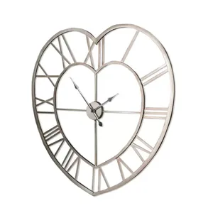 Unique <b>Heart</b> Shaped Hanging Silver Metal Wall <b>Clock</b> for Bedroom Decor Wall Hanging Home & Living Decoration Use Wall <b>Clock</b> Watch - Product Image 1