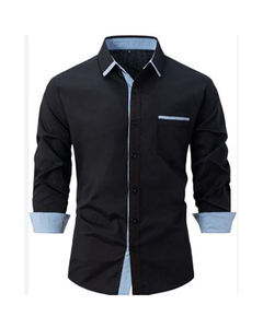 เสื้อเชิ้ตผ้าซาตินคอตตอนผู้ชาย ราคาโรงงาน บริการ OEM ป้องกันขนร่วง ดีไซน์แฟชั่นใหม่ สีสันตัดกัน ทรงเข้ารูป แขนยาว สำหรับธุรกิจ - Product Image 1