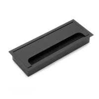Emuca Pasacables Rectangular de Aluminio Pintado en Negro 269x80mm para Mesa Cuadrada, para Empotrar, Fabricado en España, Modelo 5012414