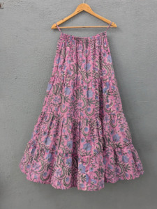 Robe longue bohème décontractée pour femme, en coton imprimé naturel, avec cordon de serrage, design à volants, écologique - Product Image 5