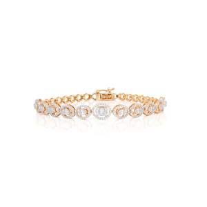 Pulsera de Diseño con Diamantes de Corte Redondo y Engaste de Baguette para Ella - Product Image 1