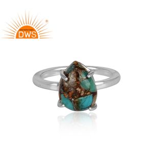 Vente chaude Fine Sterling Silver Naturel Mojave Cuivre Bumblebee Turquoise Gemstone Bague Empilable Fabricant de Bijoux - Product Image 2