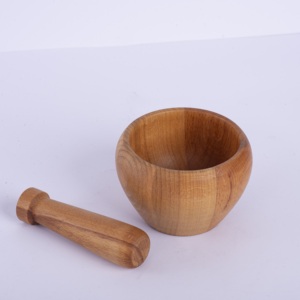 Juego de Mortero y Pilón de Madera de Haya Maciza - Molinillo de Especias de Madera Natural Hecho a Mano - Utensilio de Cocina Premium - Product Image 3