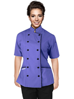 Chaqueta de Chef Profesional de Manga Corta para Mujer, Polialgodón, Colores y Tallas Personalizadas, Uniforme a Medida para Restaurantes y Bares