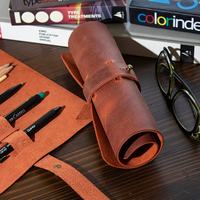 Estuche Enrollable para Lápices de Cuero Genuino Artesanal, 9 Ranuras, Regalo para Estudiantes, Portaplumas, Porta Marcadores, Pinceles de Maquillaje, Lápices de Dibujo