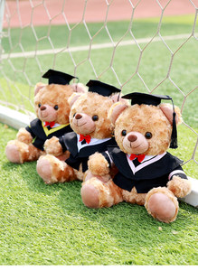 Oso <span class=keywords><strong>de</strong></span> Peluche Personalizado Aika para Graduación Académica, Túnica Negra, Adorno Colorido con Cuello en V, Regalo <span class=keywords><strong>de</strong></span> Lujo para Estudiantes - Product Image 4