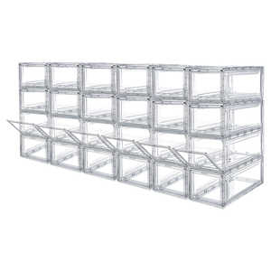 Alexa ชั้นวางรองเท้าอะคริลิกใส24ชิ้น, ชั้นเก็บรองเท้าพับได้สองชั้นพร้อมกล่องจัดเก็บที่ใช้งานได้ - Product Image 4