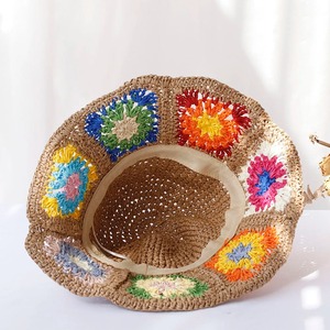 Sombrero de pescador de verano para mujer, visera vaquera con protección UV, gorra de paja Floral arcoíris para playa, protección solar óptima - Product Image 5