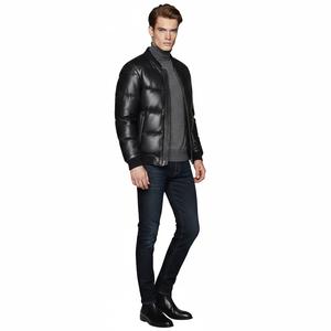 Veste en cuir pour homme, mode, hiver, chaleur, cuir de vache, fermeture éclair, légère |   Blouson bomber matelassé noir Blackline Co - Product Image 3