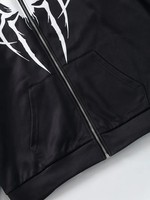 Fabricantes de ropa personalizada con cremallera de cara completa Spider Cobweb Evil Face Print Hoodie Jacket Men Loose Fit Full Zip US Hoodies