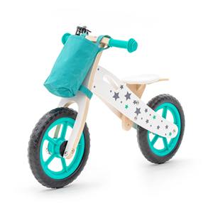 ROBINCOOL Vélo d'équilibre en bois sans pédales pour enfants, réglable sur 3 hauteurs, vert - Product Image 1