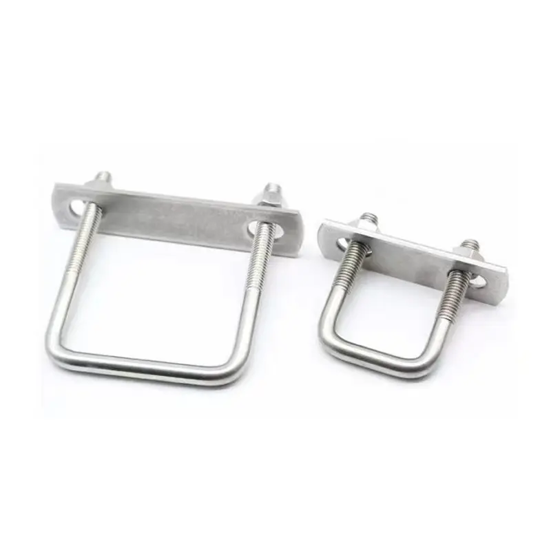 Carbon Steel Zinc Plated Pipe Clamp With Hex Nut Splint 304 316 Stainless Steel Square U Bolt For Tube Fixing