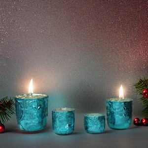 Bougie votive artisanale antique de 3 à 5 pouces à base bleue pour décoration d'intérieur pour Diwali Noël Halloween - Product Image 1