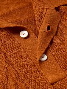 OEM al por mayor personalizado 100% algodón Casual impreso verano primavera hombres tejido manga corta para cuello botón suéter - Product Image 4