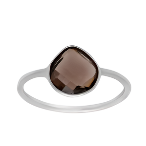 Joyería hecha a mano cuarzo ahumado Gemstone925 anillo de plata esterlina plateado anillo de moda para boda, compromiso para Unisex - Product Image 5