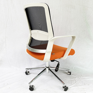 Silla de Oficina Giratoria Java XT01 HOGVP137, Silla Elevadora Minimalista con Cojín de Tela Naranja y Estructura Blanca para Hogar, Taller, Dormitorio - Product Image 5