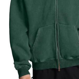 Fully Customized Rhinestone Acid Wash Hoodies Men Embroidery Patch logo French Terry Streetwear Vintage Distressed <b>Zip</b> up Hoodie - Product Image 1