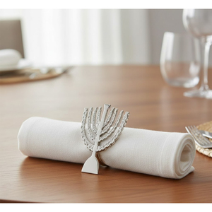 Anillos de Servilleta de Metal Plateado con Diseño de Manzana para Decoración de Mesa de Hotel, Elegantes Hebillas con Diseño de Hoja Martillada en Oferta - Product Image 6