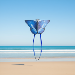 Cerf-volant de kitesurf BDT Butterfly bleu à ligne simple avec ligne de 30 m, taille 130x85 cm - Product Image 3