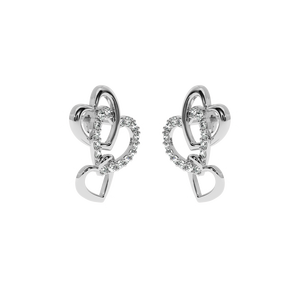 AJRETAIL ต่างหูเพชรทรงหยดน้ำรูปหัวใจสามดวง |   0.22 กะรัต |   สี HI คุณภาพ VS-SI |   ได้รับการรับรองจาก IGI |   ของขวัญสำหรับทุกเพศ - Product Image 3