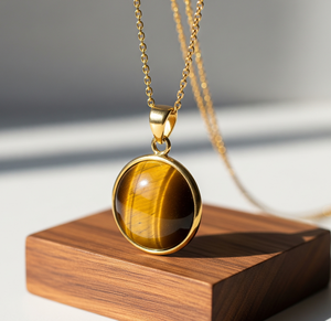 Top Grade 925 Sterling Silver Dainty Chaîne Bohème Naturel Oeil De Tigre Forme Ronde Pendentif Guérison Cristal Mode Pendentifs Cadeau - Product Image 6