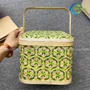 CESTA DE REGALO DE BAMBÚ multiusos con hermosos patrones de flores hecha a mano con cesta de cuidado para embalaje de regalo - Product Image 6