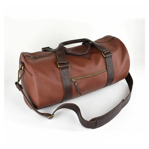 Large Luxury Vintage 14'' Genuine Leather Duffle <b>Bag</b> Polyester High Quality PU Fabric <b>Patchwork</b> Customizable Zipper Fashionable - Product Image 5