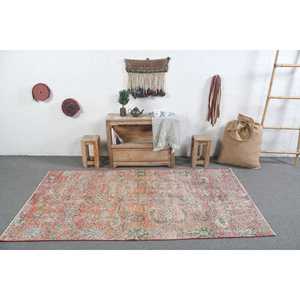 พรมวินเทจขนาด 3.9x7.2 ฟุต พรมตุรกี พรมขนสัตว์สีส้มลายอิคัต - Product Image 3
