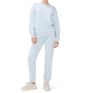 Logo personnalisé femmes ensemble de survêtement d'hiver 100% coton respirant avec panneau patchs et col à capuche en gros disponible - Product Image 6