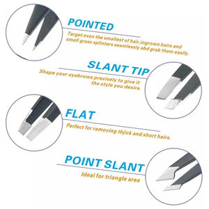 Juego de pinzas para cejas negras de acero inoxidable de alta calidad con tijeras y estuche de cuero Juego de herramientas para cejas - Product Image 3