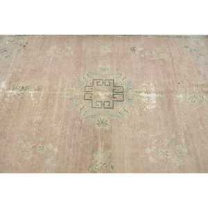 พรมตุรกีวินเทจ ขนาด 6x10 ฟุต สีเบจลายดอกไม้ ทำจากขนสัตว์ - Product Image 5