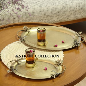 <b>Bee</b> Shape Design Aluminum Metal Texture Silver Color Set of 3 Home Hotel Restaurant Serving Irregular Shape Tray - Product Image 5