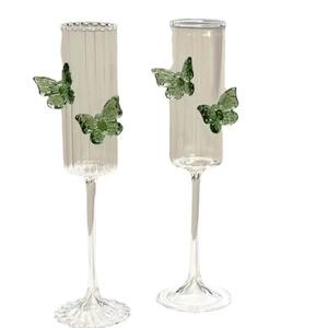 Copas de vino de cristal que elevan el estado de ánimo y la atmósfera sin esfuerzo, copa de vino con acento de mariposa que mejora el placer visual - Product Image 4