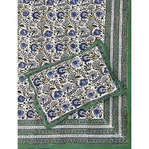 Hand Block Printed King Size 100% Cotton Double Bedsheet Pillow Cover Eco-Friendly Floral <b>Comforter</b> <b>Set</b> for Home 3 Pcs <b>Set</b> - Product Image 1