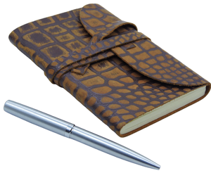 Organizador de cuero pequeño marrón vintage con logotipo personalizado, libro de composición de promoción con hilo de cubierta dura y encuadernación de costura - Product Image 1