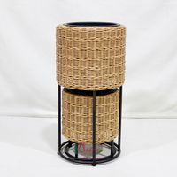 Ensemble de 2 pots à plantes en polyéthylène faits à la main, avec cadre en fer, couleur personnalisée, utilisation intérieure/extérieure, pots à fleurs durables et écologiques pour la maison