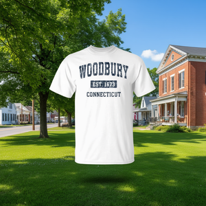 T-Shirt Vintage Sportiva Blu Navy di Woodbury Connecticut CT per Uso Promozionale - Product Image 3