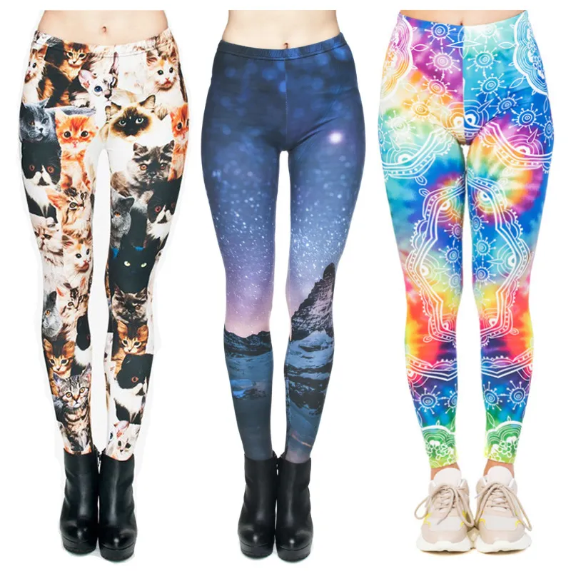 Legging olahraga Yoga warna-warni cetak Digital penjualan laris Planet Fashion Eropa dan Amerika